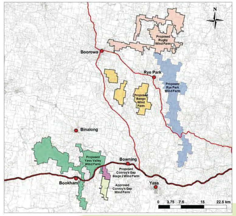 There are four proposed wind farms in this area, and one already approved by government at Conroy's Gap Stage 1.